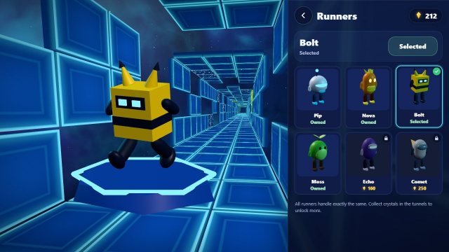 Run 3 runners screen with a rotating runner preview and Buy and Select buttons